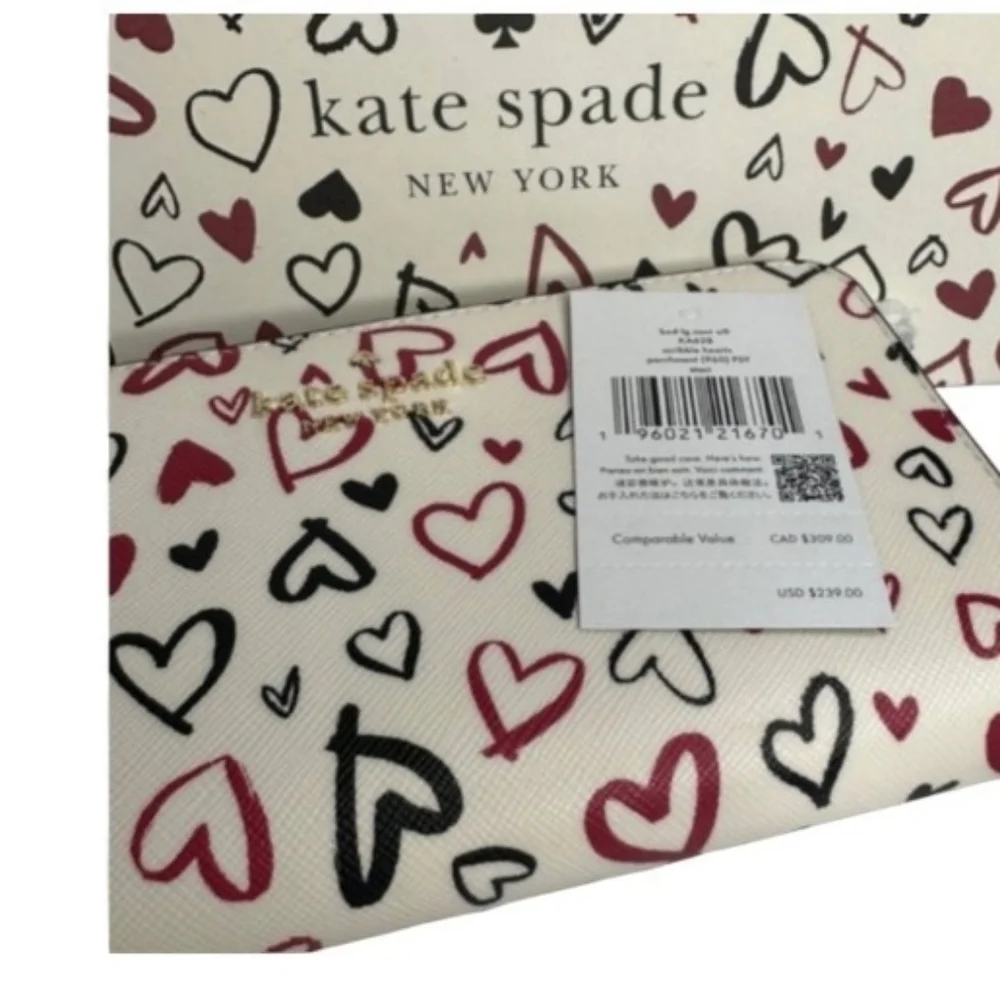 Kate Spade ♠️ Margareta Lipstick Hearts Tote & Scribble Staci Continental Wallet